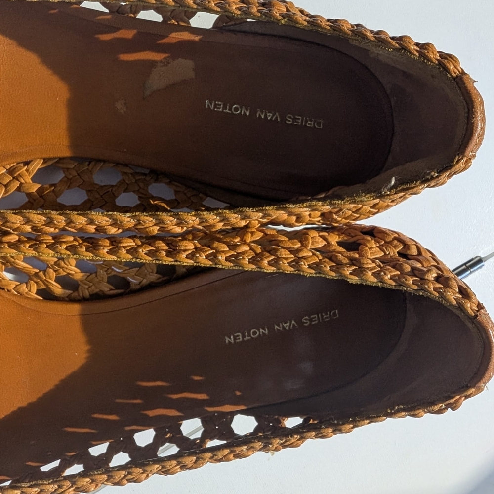 Dries Van Noten Woven Flats in Tan and Black - Picture 3 of 4